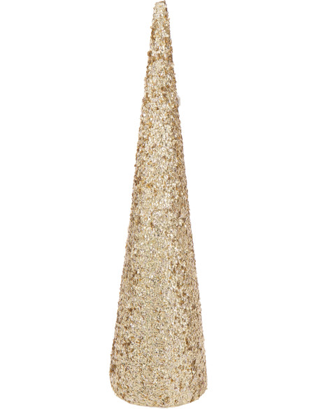 Grand Cône décoratif de Noël XXL Hauteur 120 cm en Sequins Doré Brillant Mousse Brilloro - 1