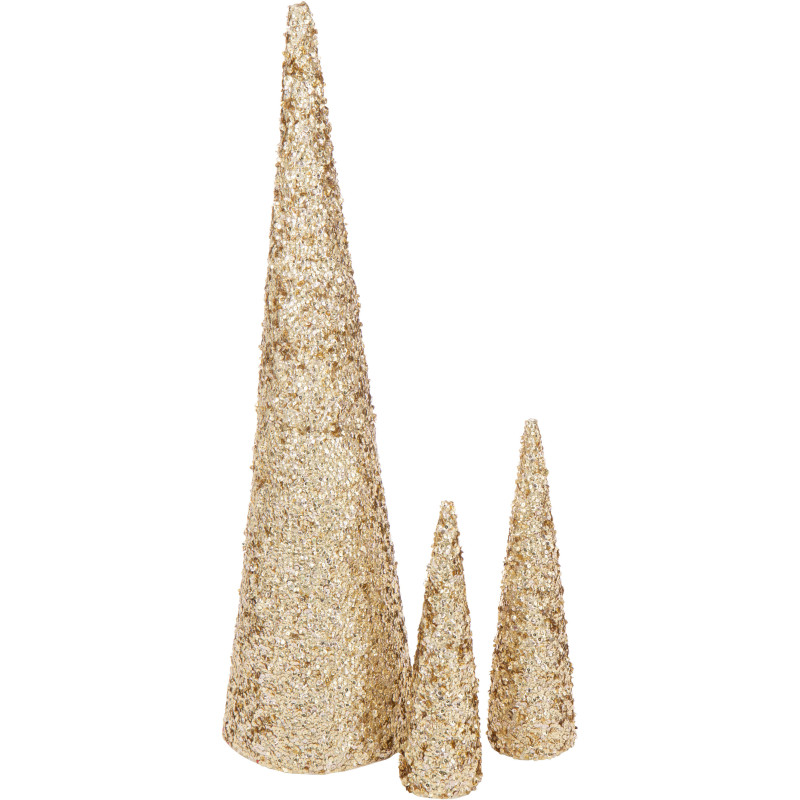 Grand Cône décoratif de Noël XXL Hauteur 120 cm en Sequins Doré Brillant Mousse Brilloro - 3