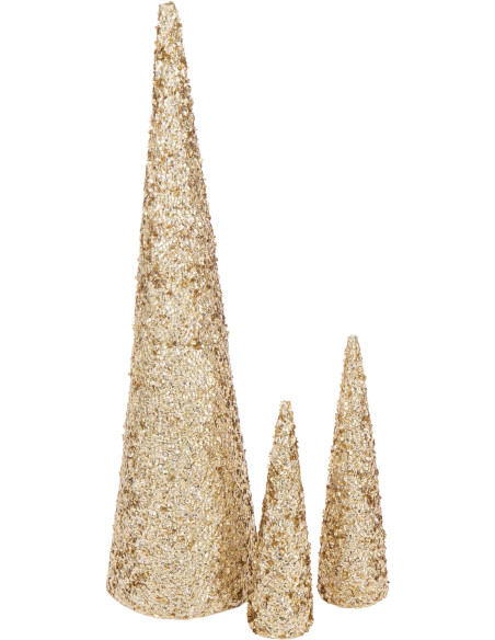 Grand Cône décoratif de Noël XXL Hauteur 120 cm en Sequins Doré Brillant Mousse Brilloro - 3