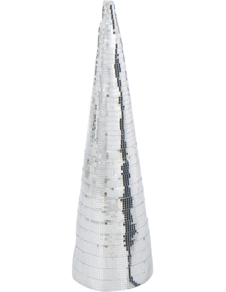 Grand Cône décoratif de Noël XL Hauteur 64 cm en Miroir Argenté Brillant Mousse Brilloro - 1