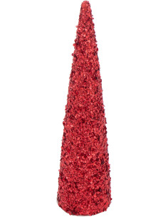 Grand Cône décoratif de Noël XL Hauteur 56 cm en Sequins Rouge Brillant Mousse Brilloro - 1