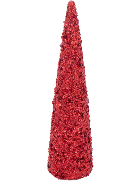 Grand Cône décoratif de Noël XL Hauteur 56 cm en Sequins Rouge Brillant Mousse Brilloro - 1