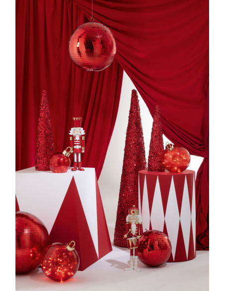 Grand Cône décoratif de Noël XL Hauteur 56 cm en Sequins Rouge Brillant Mousse Brilloro - 2