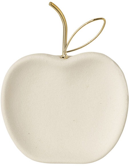 Petite Assiette déco Vide poches Pomme 18 cm en Porcelaine Blanc sable Doré Applina - 3