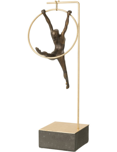 Statue déco moderne Gymnaste dans Cerceau Hauteur 48 cm en Résine Noir Doré Olympa - 3