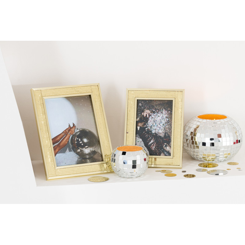 Petit Cadre photo boule à facettes en Miroir Doré Pour photo 10x15 cm Disco - 4