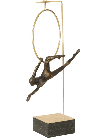 Statue déco moderne Gymnaste Cerceau Hauteur 55 cm en Résine Noir Doré Olympa - 2