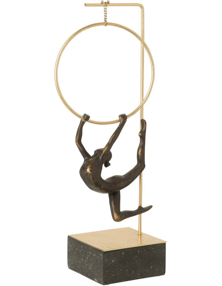 Statue déco moderne Gymnaste Cerceau Hauteur 48 cm en Résine Noir Doré Olympa - 1
