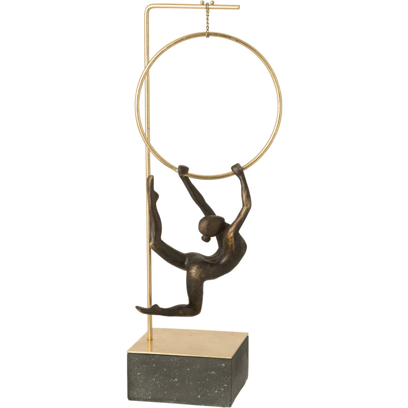 Statue déco moderne Gymnaste Cerceau Hauteur 48 cm en Résine Noir Doré Olympa - 2