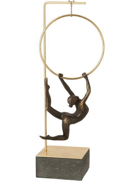 Statue déco moderne Gymnaste Cerceau Hauteur 48 cm en Résine Noir Doré Olympa - 2