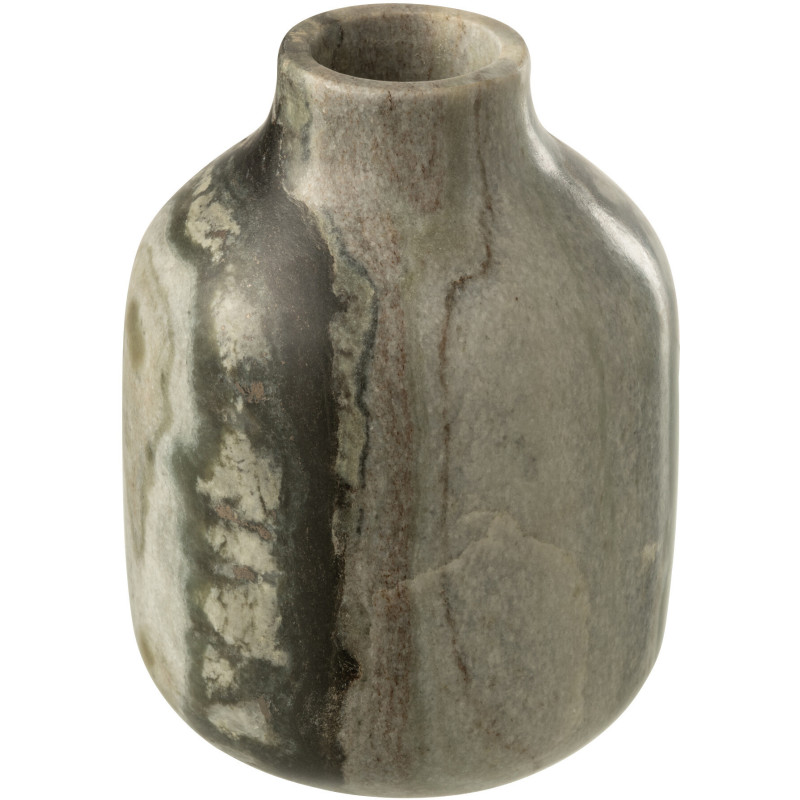 Petit Vase moderne chic Rond Hauteur 15 cm en Marbre Noir Gris Onyxis - 1