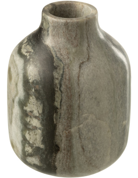 Petit Vase moderne chic Rond Hauteur 15 cm en Marbre Noir Gris Onyxis - 1