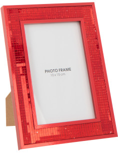 Petit Cadre photo boule à facettes en Miroir Rouge Pour photo 10x15 cm Disco - 1