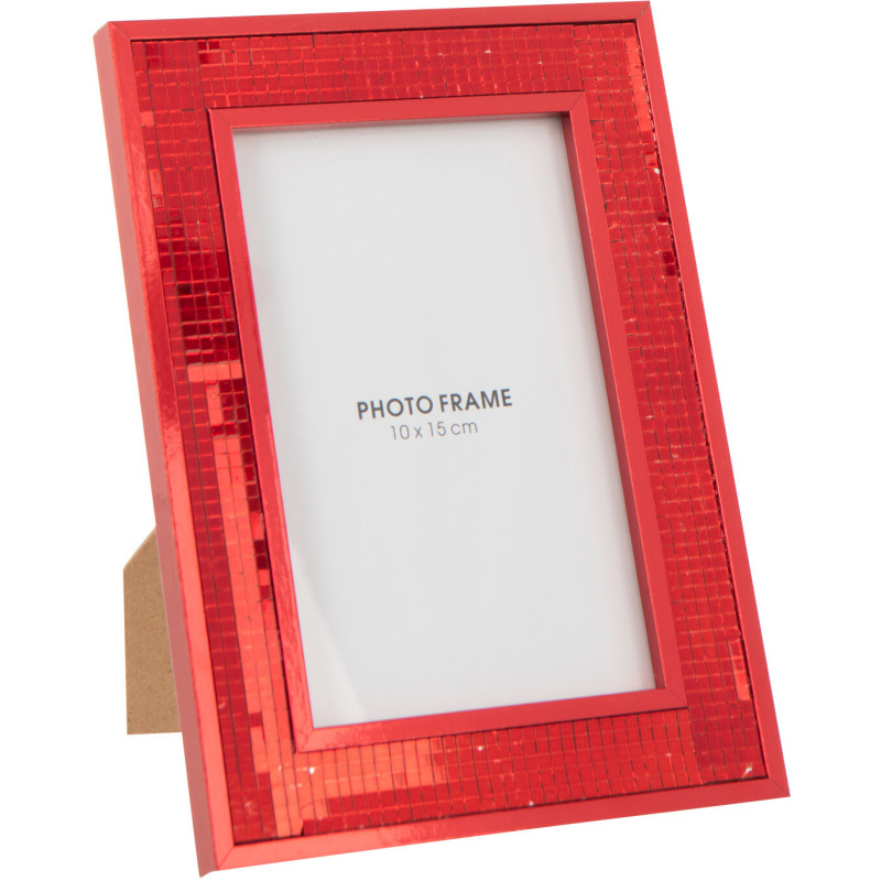 Petit Cadre photo boule à facettes en Miroir Rouge Pour photo 10x15 cm Disco - 1