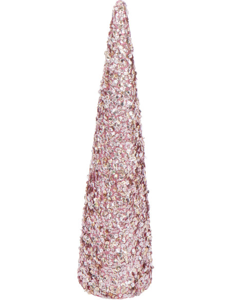 Grand Cône décoratif de Noël XL Hauteur 56 cm en Sequins Rose clair Brillant Mousse Brilloro - 1