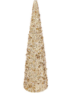 Grand Cône décoratif de Noël XL Hauteur 56 cm en Sequins Doré Brillant Mousse Brilloro - 1