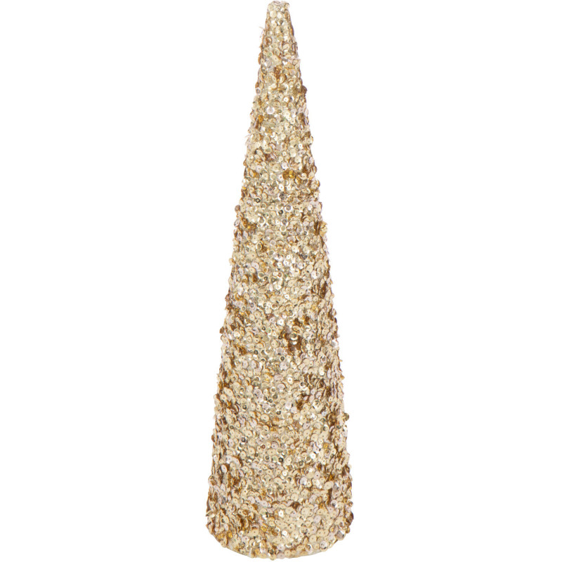Grand Cône décoratif de Noël XL Hauteur 56 cm en Sequins Doré Brillant Mousse Brilloro - 1