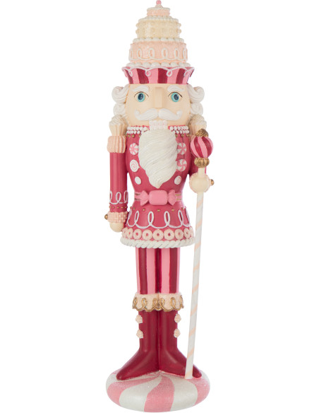 Statue de Noël Casse Noisette Bonbon Hauteur 55 cm en Résine Rose Blanc Nutsweet - 1