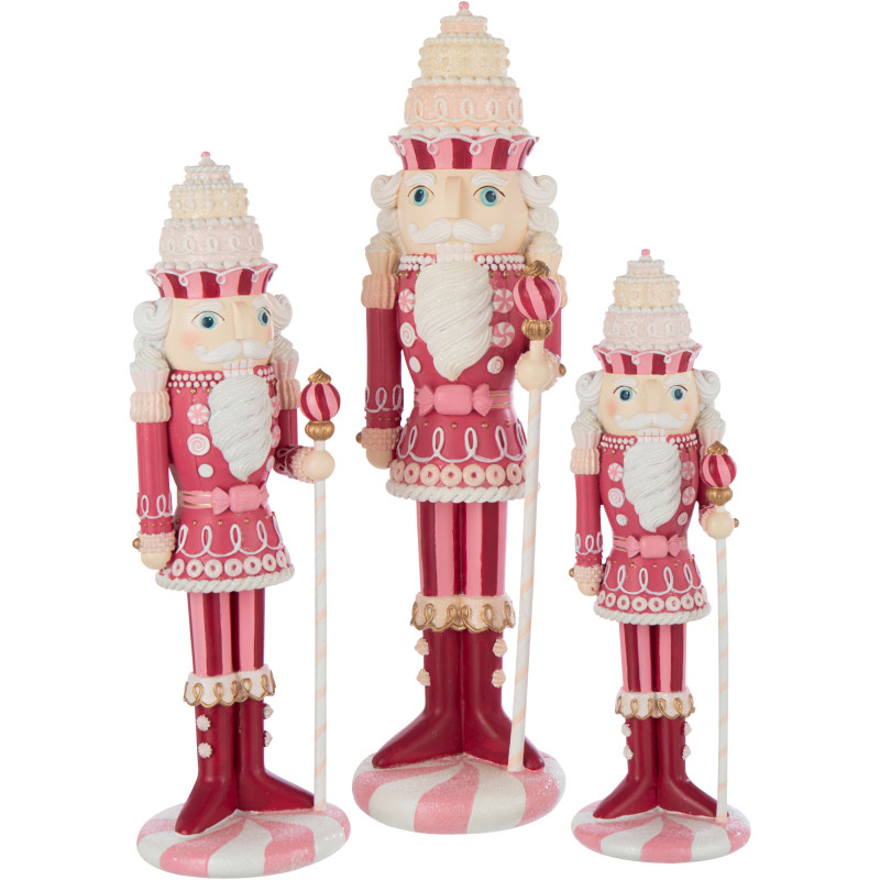 Statue de Noël Casse Noisette Bonbon Hauteur 55 cm en Résine Rose Blanc Nutsweet - 3