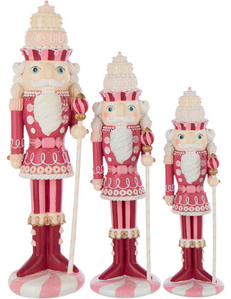 Statue de Noël Casse Noisette Bonbon Hauteur 55 cm en Résine Rose Blanc Nutsweet - 4