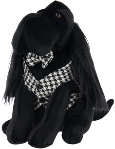 Grand Cale porte original Chien chic Hauteur 30 cm en Tissu Noir Blanc Motif pied de poule Tesspaw - 1