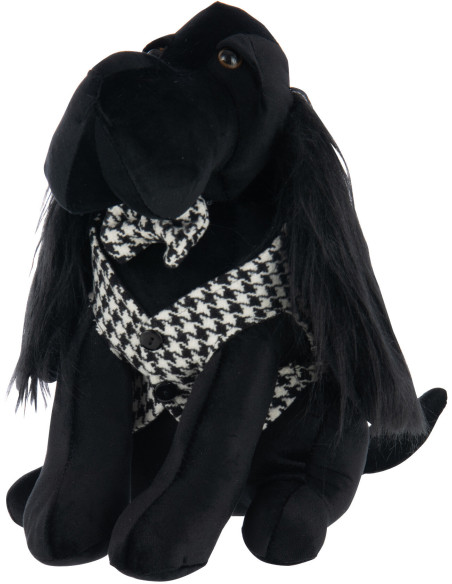 Grand Cale porte original Chien chic Hauteur 30 cm en Tissu Noir Blanc Motif pied de poule Tesspaw - 1