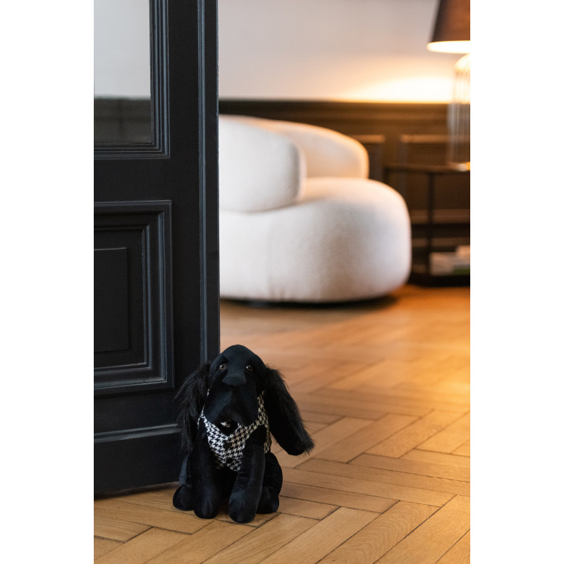 Grand Cale porte original Chien chic Hauteur 30 cm en Tissu Noir Blanc Motif pied de poule Tesspaw - 2