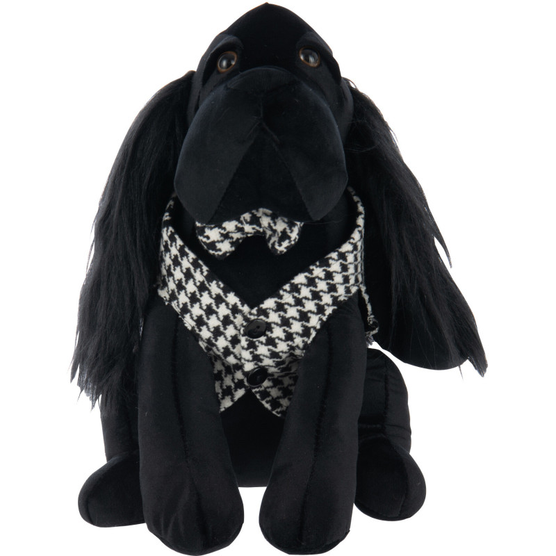 Grand Cale porte original Chien chic Hauteur 30 cm en Tissu Noir Blanc Motif pied de poule Tesspaw - 3