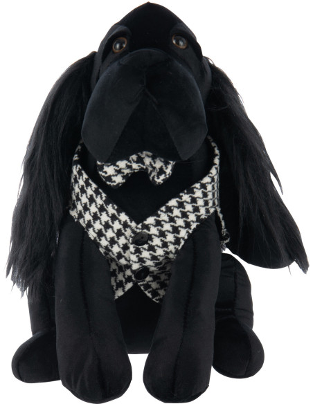 Grand Cale porte original Chien chic Hauteur 30 cm en Tissu Noir Blanc Motif pied de poule Tesspaw - 3