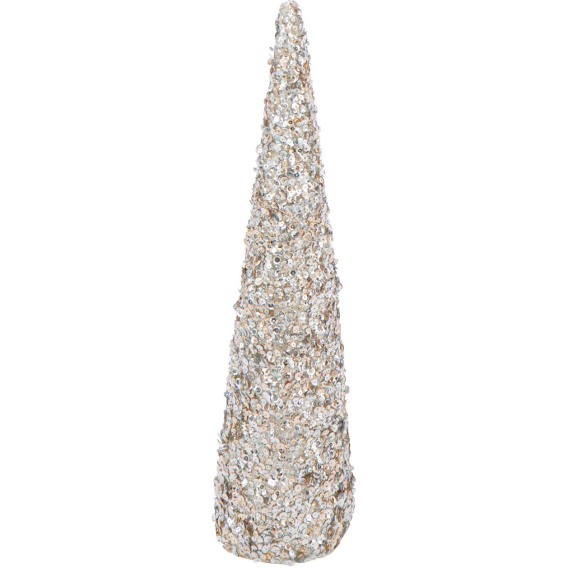 Grand Cône décoratif de Noël XL Hauteur 56 cm en Sequins Champagne Brillant Mousse Brilloro - 1