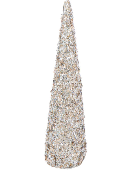 Grand Cône décoratif de Noël XL Hauteur 56 cm en Sequins Champagne Brillant Mousse Brilloro - 1