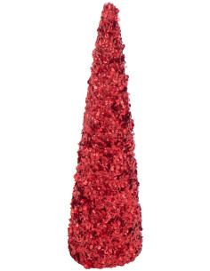 Grand Cône décoratif de Noël Hauteur 46 cm en Sequins Rouge Brillant Mousse Brilloro - 1