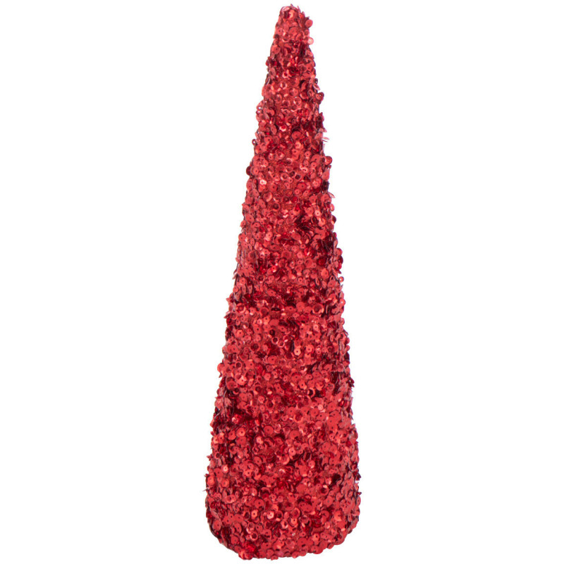Grand Cône décoratif de Noël Hauteur 46 cm en Sequins Rouge Brillant Mousse Brilloro - 1
