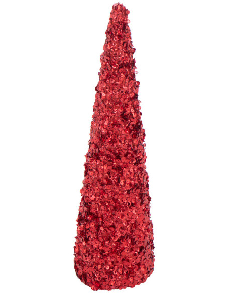 Grand Cône décoratif de Noël Hauteur 46 cm en Sequins Rouge Brillant Mousse Brilloro - 1