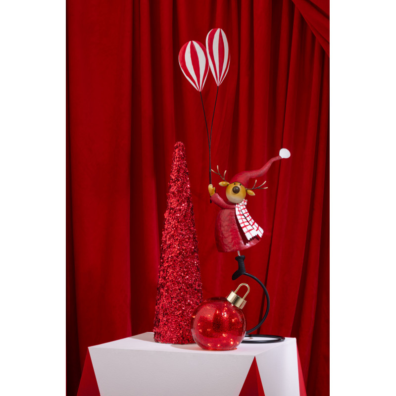 Grand Cône décoratif de Noël Hauteur 46 cm en Sequins Rouge Brillant Mousse Brilloro - 2