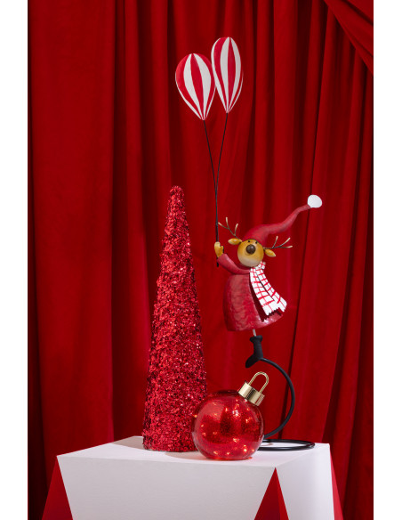 Grand Cône décoratif de Noël Hauteur 46 cm en Sequins Rouge Brillant Mousse Brilloro - 2
