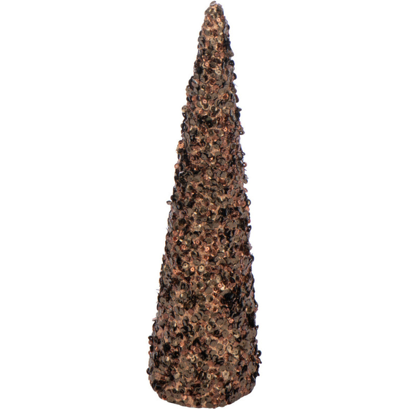 Grand Cône décoratif de Noël Hauteur 46 cm en Sequins Marron foncé Brillant Mousse Brilloro - 1