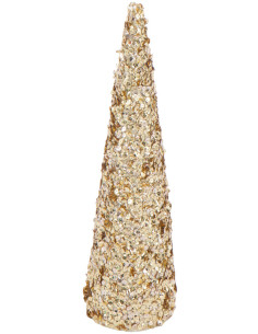 Grand Cône décoratif de Noël Hauteur 46 cm en Sequins Doré Brillant Mousse Brilloro - 1