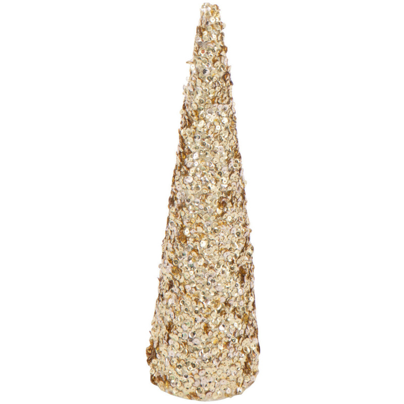 Grand Cône décoratif de Noël Hauteur 46 cm en Sequins Doré Brillant Mousse Brilloro - 1