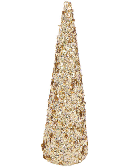 Grand Cône décoratif de Noël Hauteur 46 cm en Sequins Doré Brillant Mousse Brilloro - 1