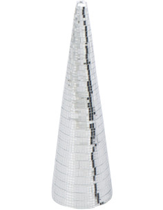 Grand Cône décoratif de Noël Hauteur 40 cm en Miroir Argenté Brillant Mousse Brilloro - 1