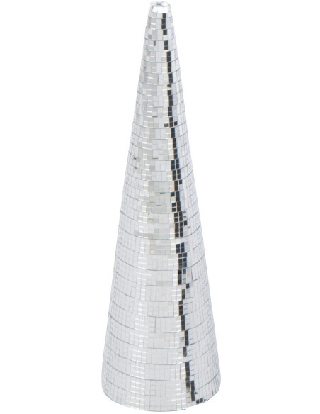 Grand Cône décoratif de Noël Hauteur 40 cm en Miroir Argenté Brillant Mousse Brilloro - 1