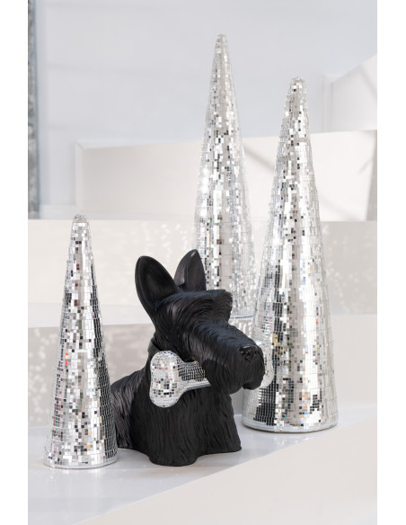 Grand Cône décoratif de Noël Hauteur 40 cm en Miroir Argenté Brillant Mousse Brilloro - 2