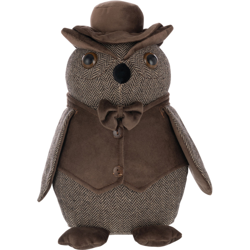 Grand Cale porte original Hibou chic Hauteur 30 cm en Tissu Marron foncé Ulino - 1