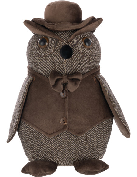 Grand Cale porte original Hibou chic Hauteur 30 cm en Tissu Marron foncé Ulino - 1