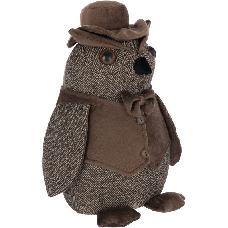Grand Cale porte original Hibou chic Hauteur 30 cm en Tissu Marron foncé Ulino - 2