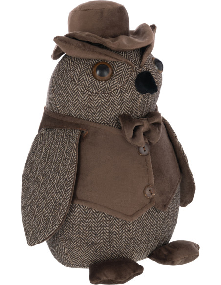 Grand Cale porte original Hibou chic Hauteur 30 cm en Tissu Marron foncé Ulino - 2