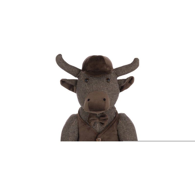 Grand Cale porte original Taureau chic Hauteur 36 cm en Tissu Marron foncé Bull - 2