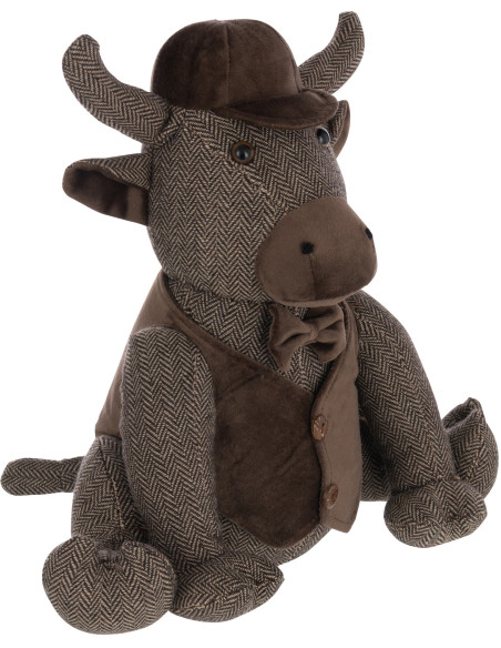 Grand Cale porte original Taureau chic Hauteur 36 cm en Tissu Marron foncé Bull - 1