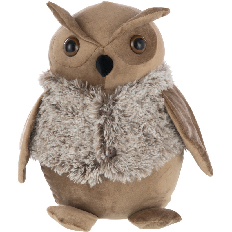 Grand Cale porte original Hibou Hauteur 28 cm en Tissu Beige Marron camel Hululo - 1